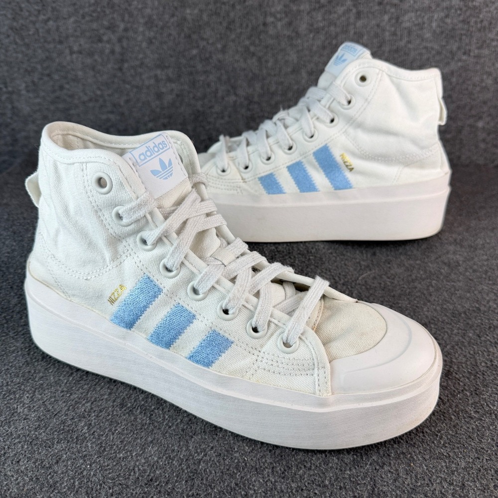 Adidas Nizza Chunky Platform Women 7.5 White Canvas High Top Sneaker